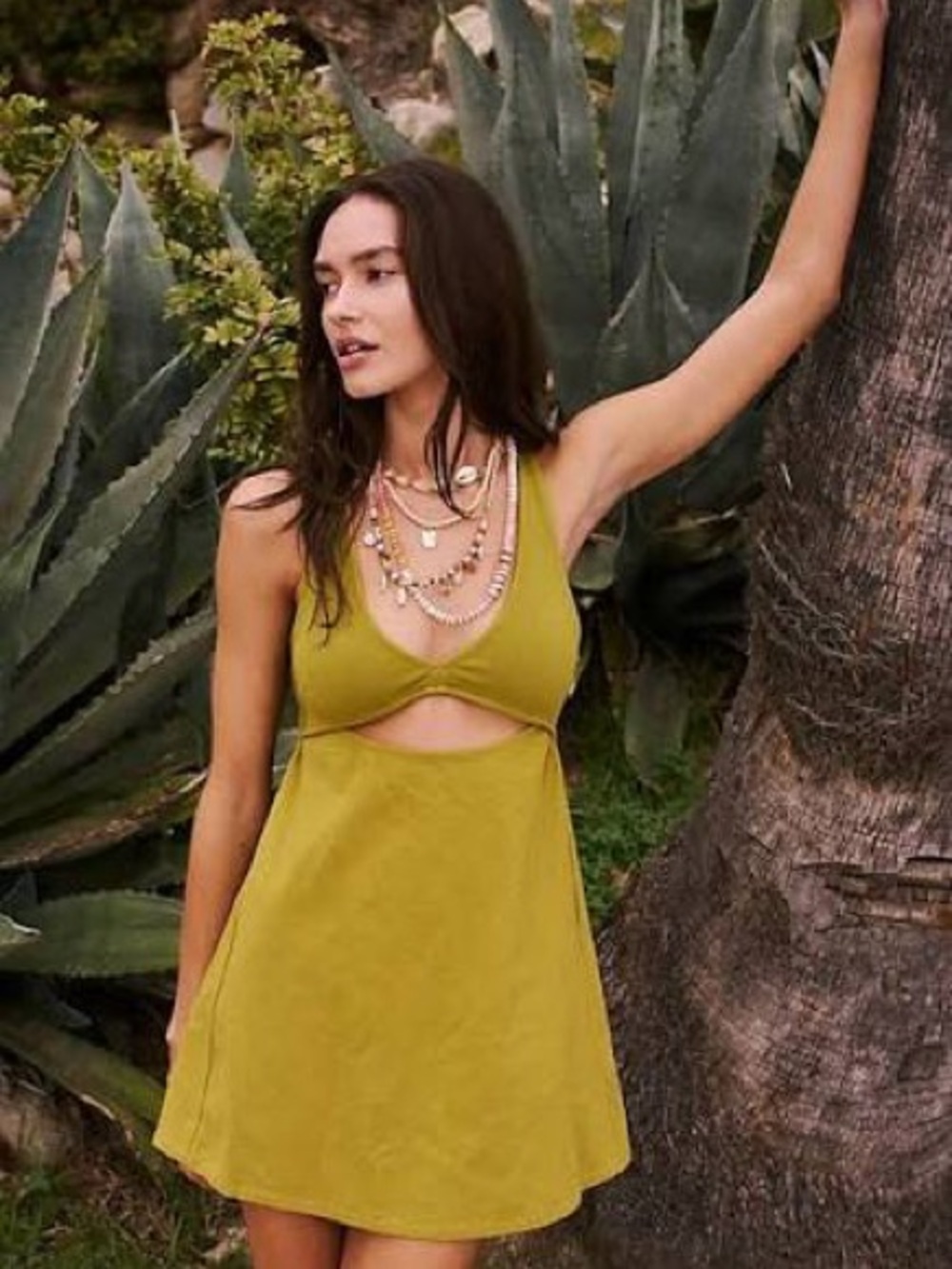 Free People Free-Est Veranda Mini Dress in Olive Green
